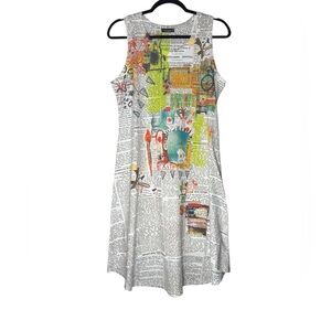 Inoah Art to wear Women’s XS Tank Dress Newspaper Print Abstract Art USA Made